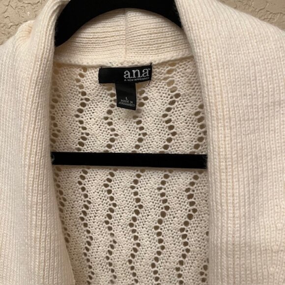A.N.A cream cardigan tie front belt wide collar - Picture 4 of 8